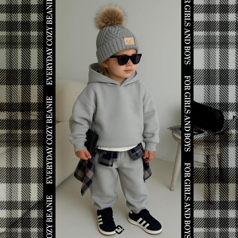 Funky Junque Toddler Pom Beanie – Kids Winter Hat for Ages 1–4, Baby Boy & Girl Knit Beanies, Warm Cozy Knit Snow Hats - Image 5